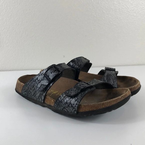 Papillio Birkenstock Sandal Women’s Snakeskin Embossed Adjustable Straps - Picture 1 of 15